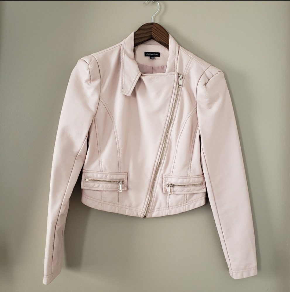 Faux Pink Leather Jacket